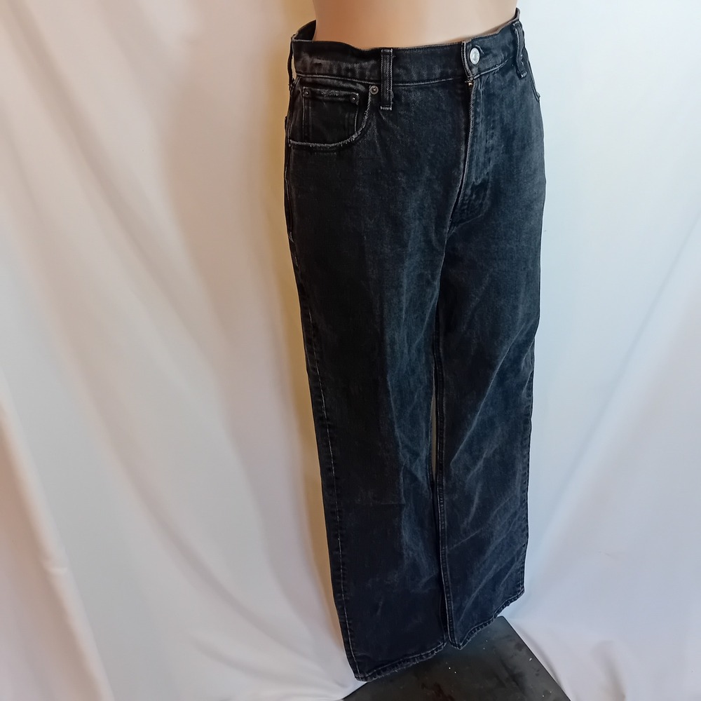 Abercrombie & Fitch Women's 90s Straight Jeans Ultra High Rise Black Wash 27/4R - Picture 2 of 16